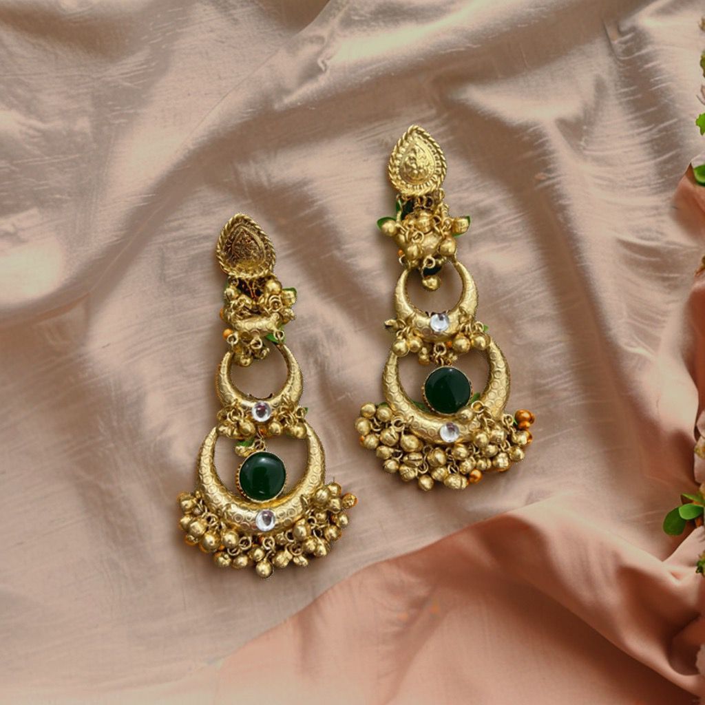 Regal Antique Earrings with Stone Detailing