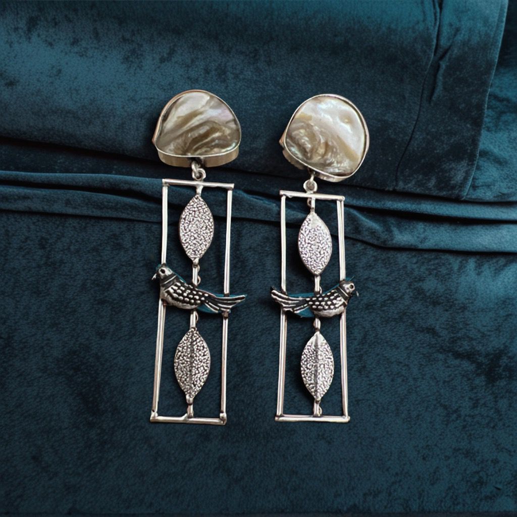 Regal Antique Earrings with Stone Detailing