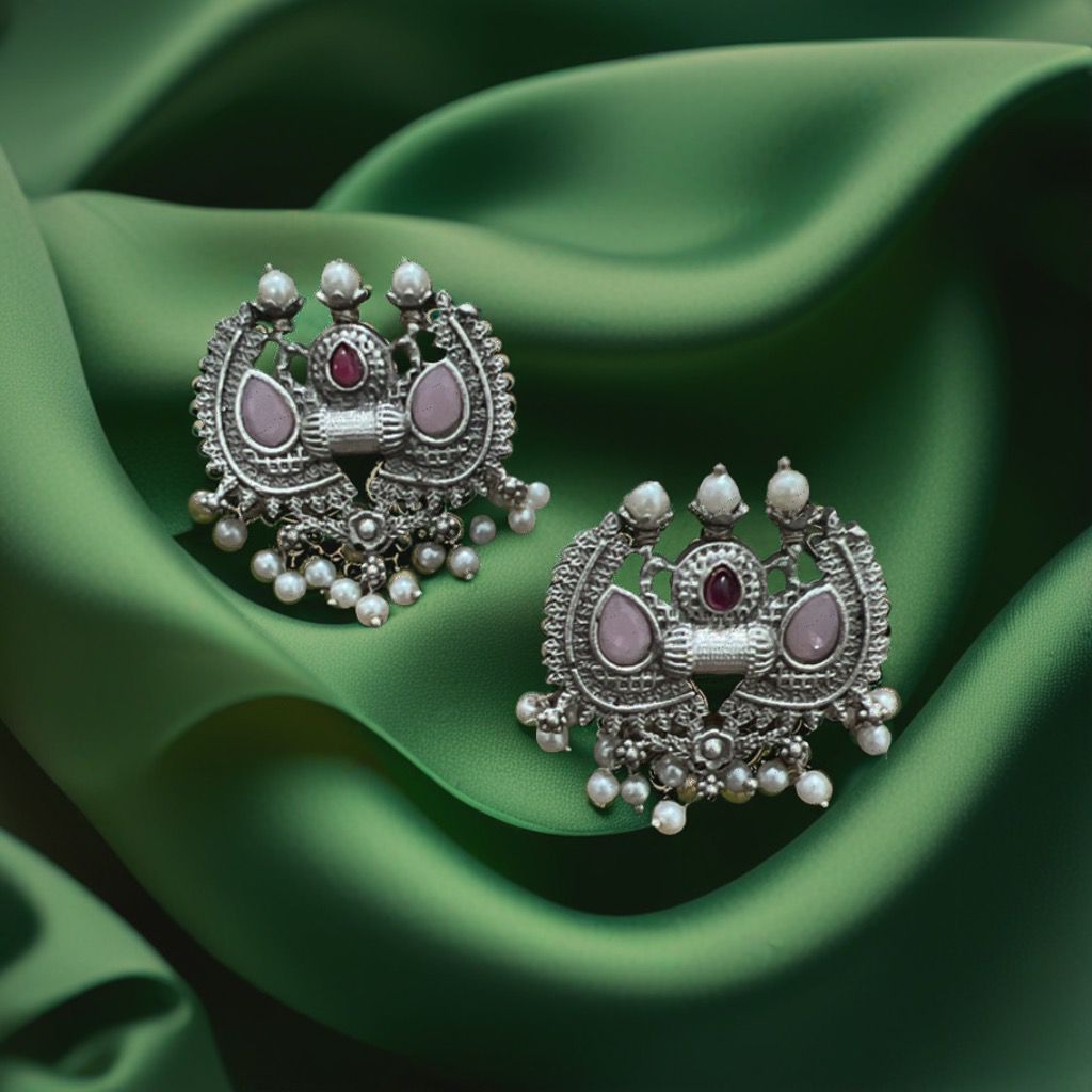 Regal Antique Earrings with Stone Detailing